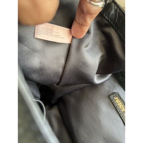 Juicy Couture Black Leather Shoulder Satchel Purse & Wristlet - Picture 9 of 16